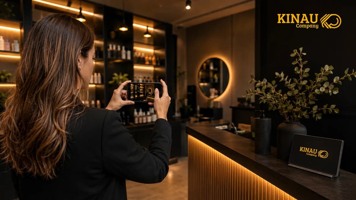 Cliente fotografando o ambiente de um estabelecimento com o celular